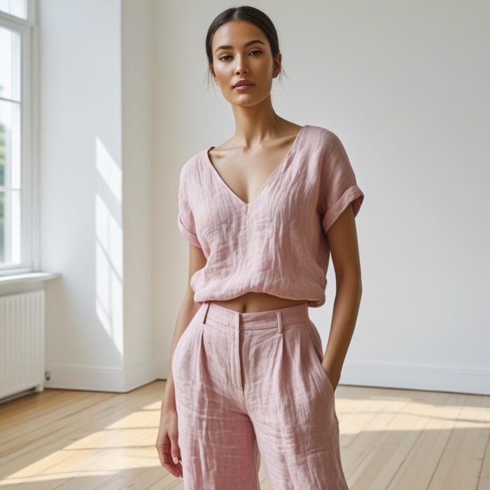 Linen Co-ord Set – Blush Pink