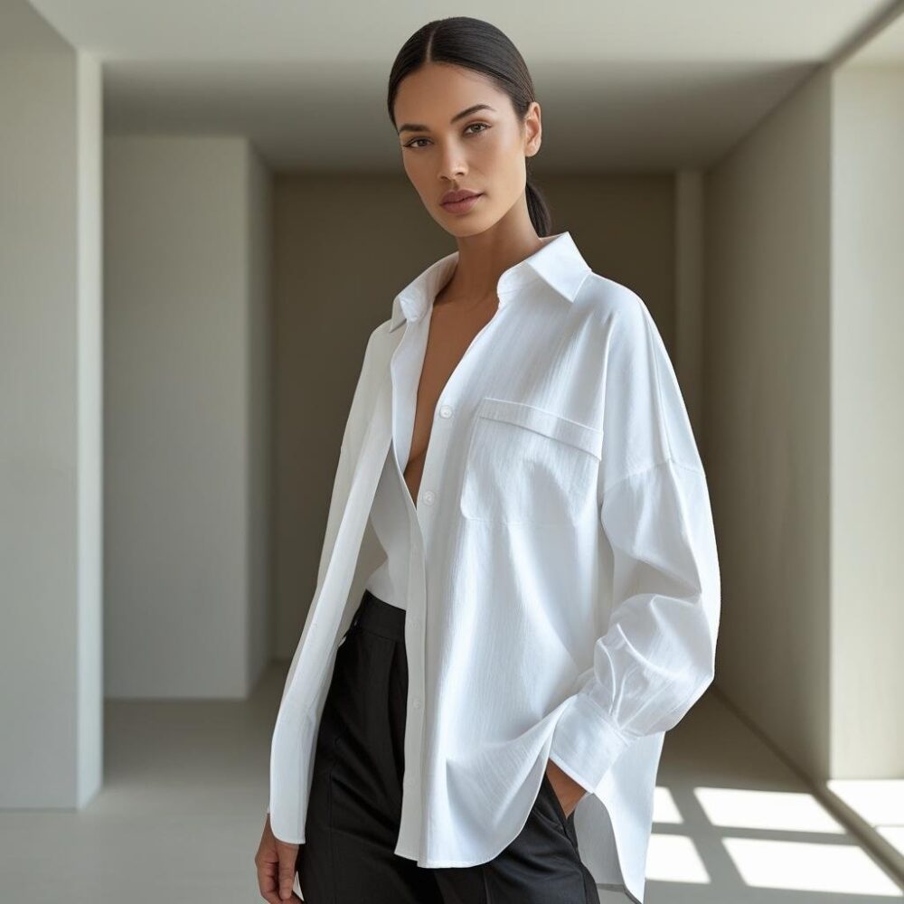 Oversized Cotton Shirt – White