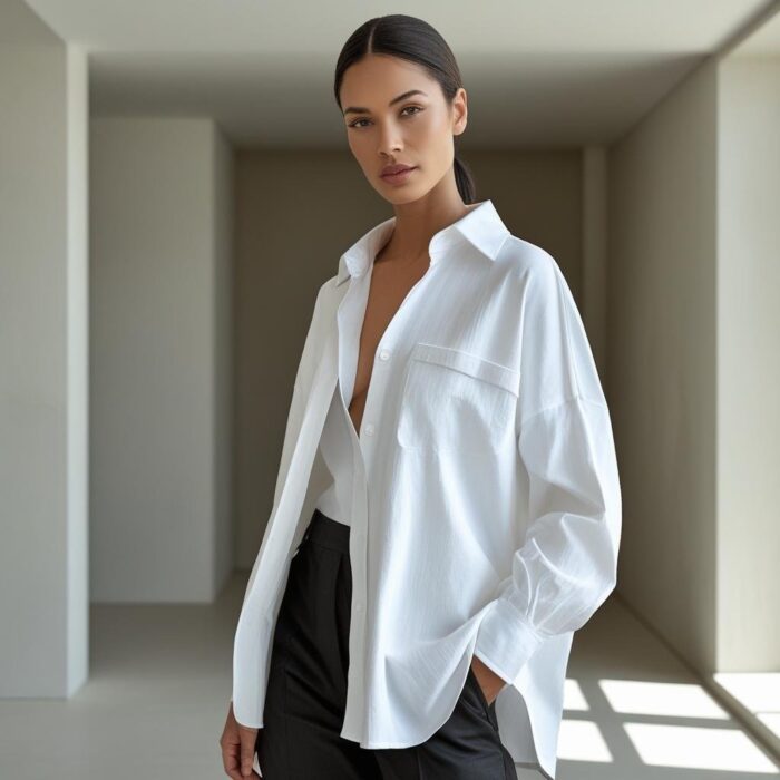 Oversized Cotton Shirt – White