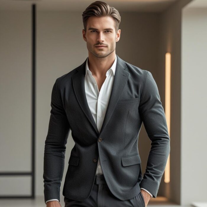 Slim Fit Casual Blazer – Charcoal Grey