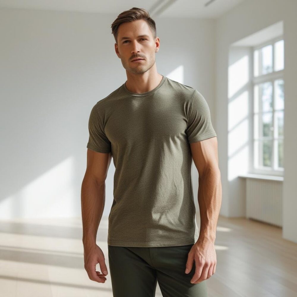 Organic Cotton T-shirt – Dusty Olive - Image 2