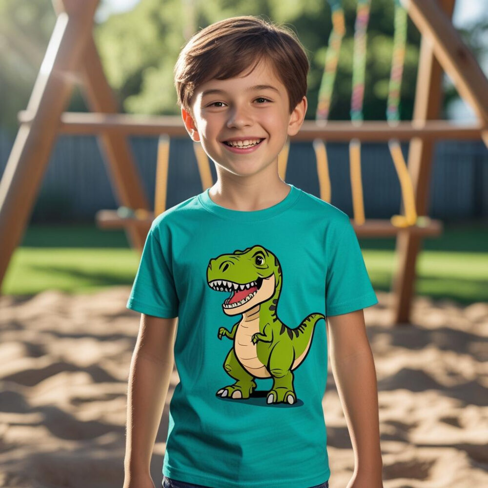 Graphic Print Cotton Tee – Dino Fun (Boys) - Image 2